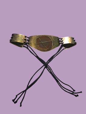 Boho Brass Agate Statement Vintage Bespoke Belt in Black And Metal